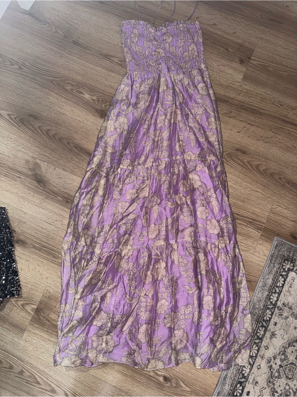 Kivari Lavender Floral Tiered Maxi Dress